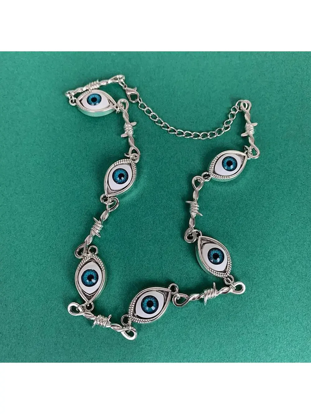Cyberpunk Eye ball pendant barbwire y2k 2000s style necklace